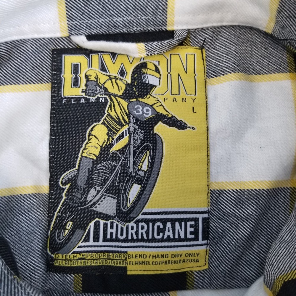 Dixxon Flannel Hurricane Shirt Mens Large Black Yellow Plaid D-Tech Motorcycle - Picture 2 of 7